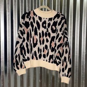 Pink and black leopard print box sweater